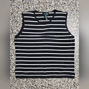 SILK LAUREN Ralph Lauren NAVY and White Striped Tank Top WOMENS XL